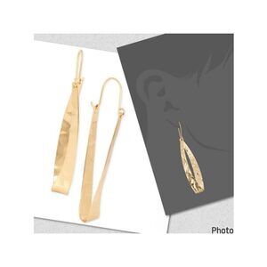 NWT Robert Lee Morris Gorgeous Hammered Polished Gold Long Oval Hoops Earrings